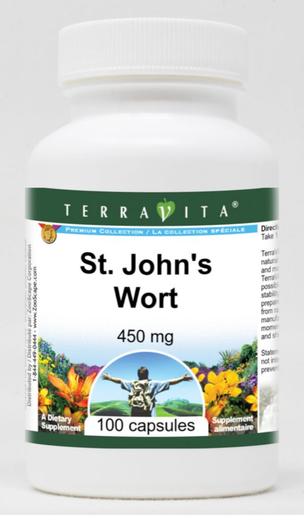Botella de Hierba de San Juan TerraVita 450mg 100 cápsulas