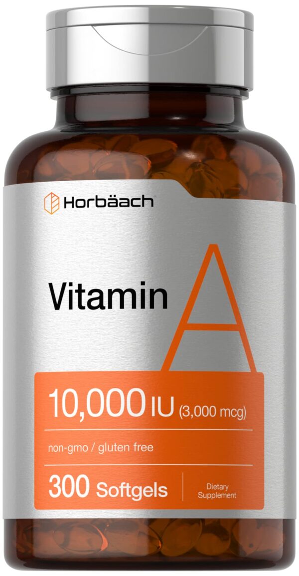 Botella Horbäach vitamina A 10000 IU 300 cápsulas