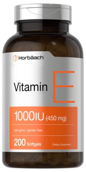 Botella Horbäach vitamina E 1000 ui cápsulas blandas 200 unidades