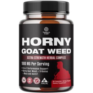 Botella Horny Goat Weed suplemento masculino extra fuerte 60 cápsulas