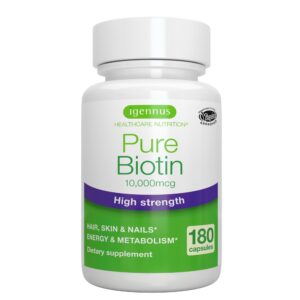 Version 1.0.0 Botella de Igennus Clean Biotin 10000mcg cápsulas veganas