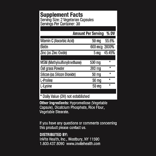 Version 1.0.0 Frontal botella InVite Health para cabello piel y uñas