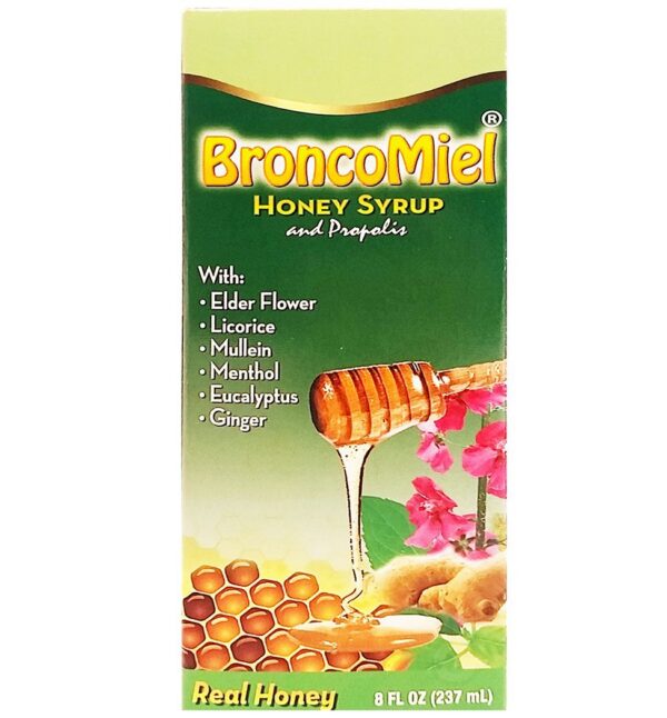 Botella de jarabe BroncoMiel 8 oz para alivio natural