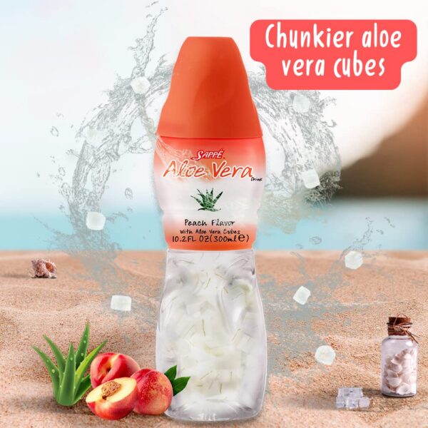 Botella de jugo aloe vera durazno con pulpa pura