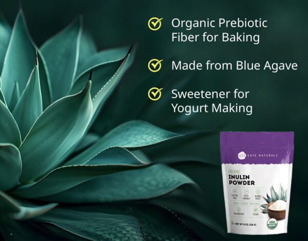 Botella Kate Naturals inulina fibra prebiótica para café y yogur