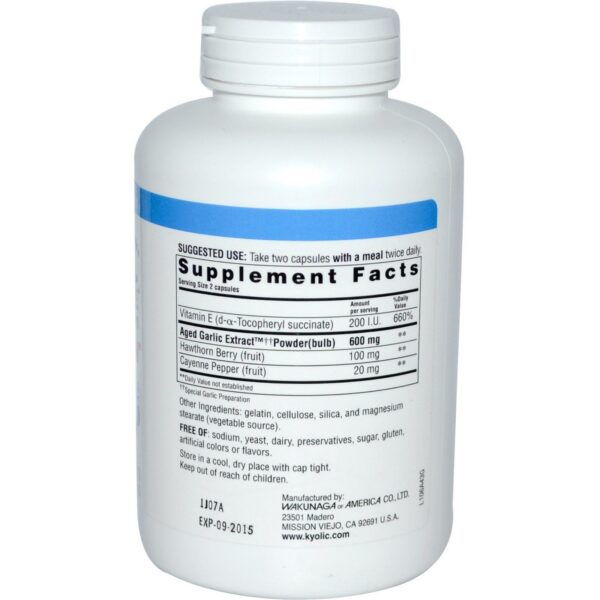 Botella de Kyolic fórmula 106 con ajo envejecido vitamina e y cayena