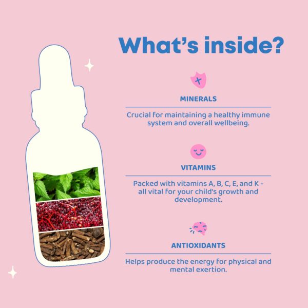 Botella lateral JoySpring Vital Vits vitaminas líquidas para niños