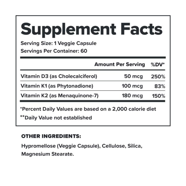 Botella LEGION vitamina D3 K2 K1 suplemento 60 cápsulas