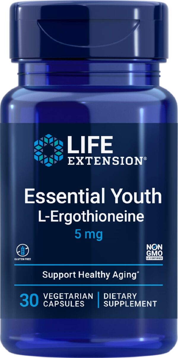 Botella de Life Extension Essential Youth L-Ergothioneine 5 mg