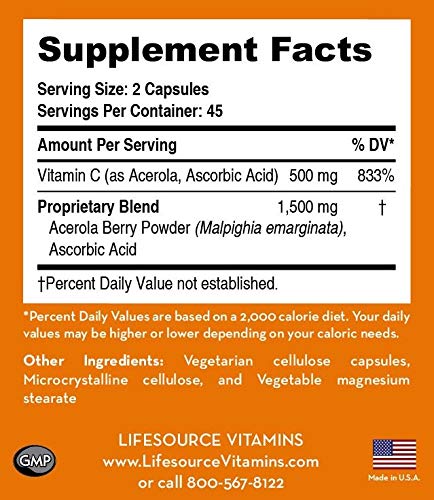Botella LifeSource vitaminas Ultra Acerola-C