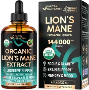 Botella líquido Melena de León orgánico para salud cognitiva