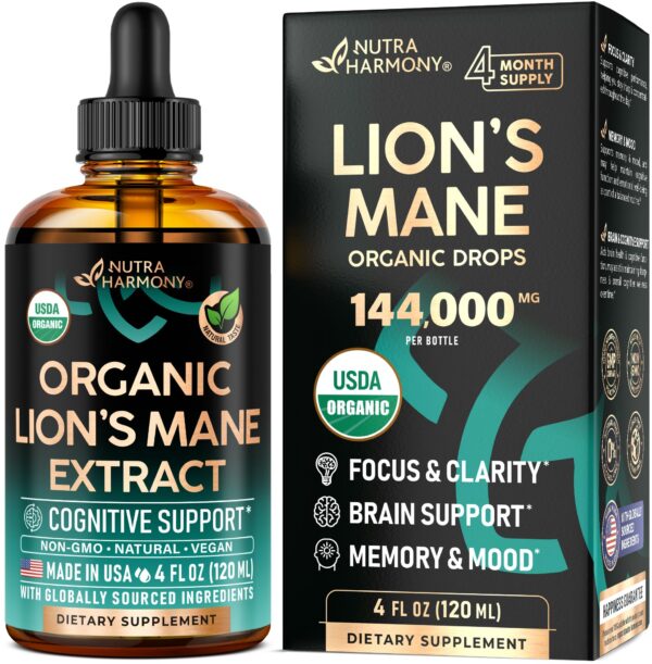 Version 1.0.0 Botella líquido Melena de León orgánico para salud cognitiva