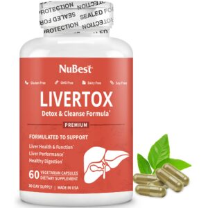 Botella LiverTox NuBest fórmula para salud hepática 60 cápsulas