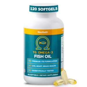 Botella Macuhealth Omega 3 aceite de pescado 120 cápsulas blandas