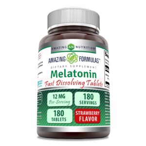 Botella melatonina rápida disolución Amazing Formulas 12mg 180 tabletas