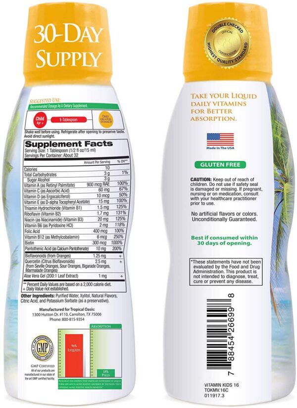 Botella de multivitamínico líquido para niños Tropical Oasis