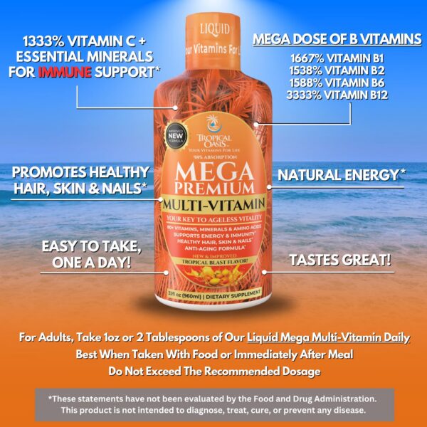 Version 1.0.0 Botella multivitamínico líquido Tropical Oasis Mega Premium