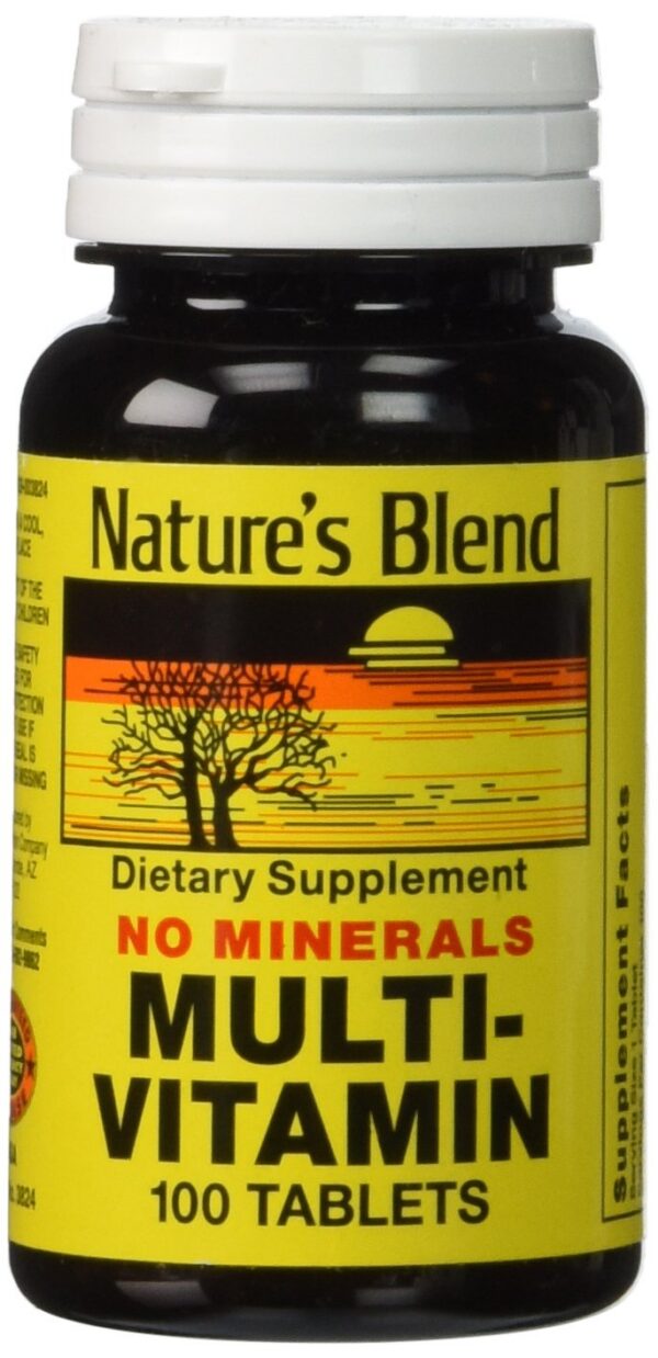 Botella multivitamínico Nature's Blend 100 tablets sin minerales