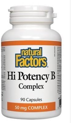 Botella Natural Factors Complejo B Alta Potencia 90 cápsulas vitaminas