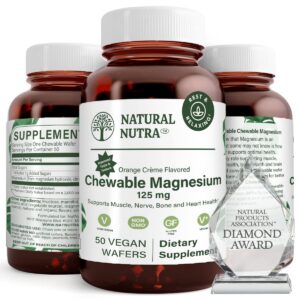 Botella Natural Nutra magnesio masticable 125 mg 50 wafers veganos