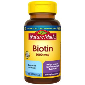 Botella de Nature Made Biotina 1000 mcg 120 softgels