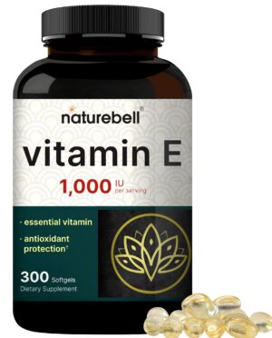 Botella NatureBell softgels vitamina E 1000 IU antioxidante