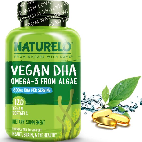 Botella de NATURELO DHA vegano omega 3 de algas