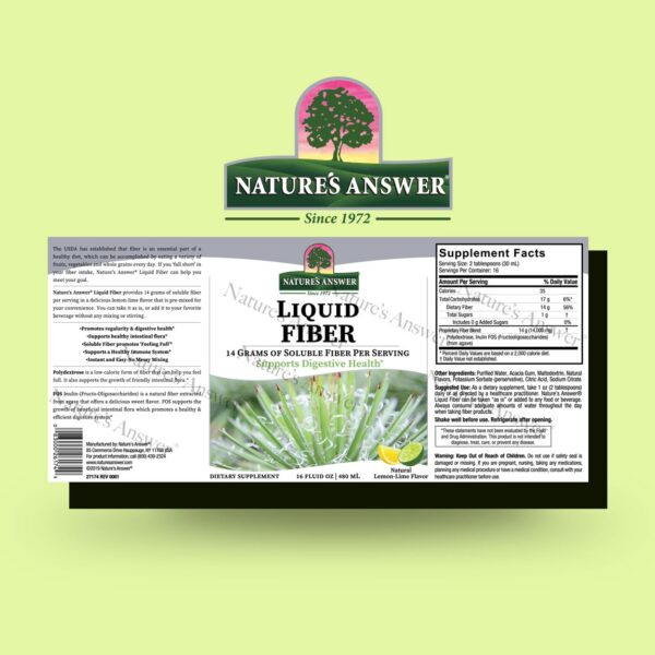 Botella Nature's Answer bebida fibra digestiva sin gluten