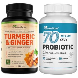 Botella de Nature's Base cúrcuma y jengibre 120 cápsulas