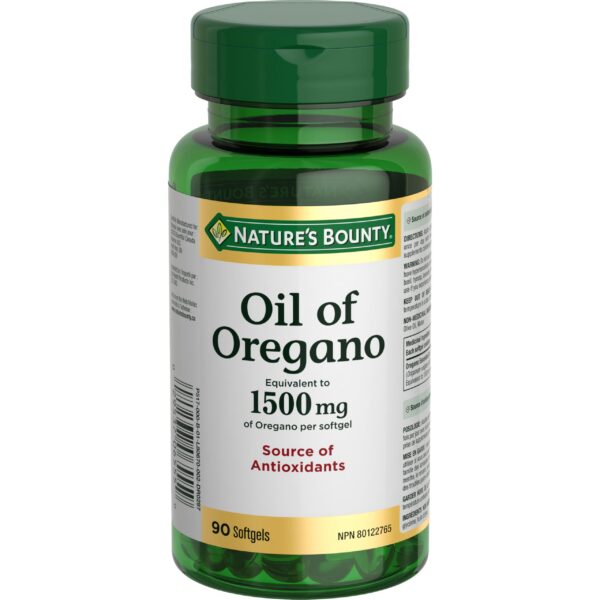 Botella Nature's Bounty aceite de orégano 1500mg 90 cápsulas