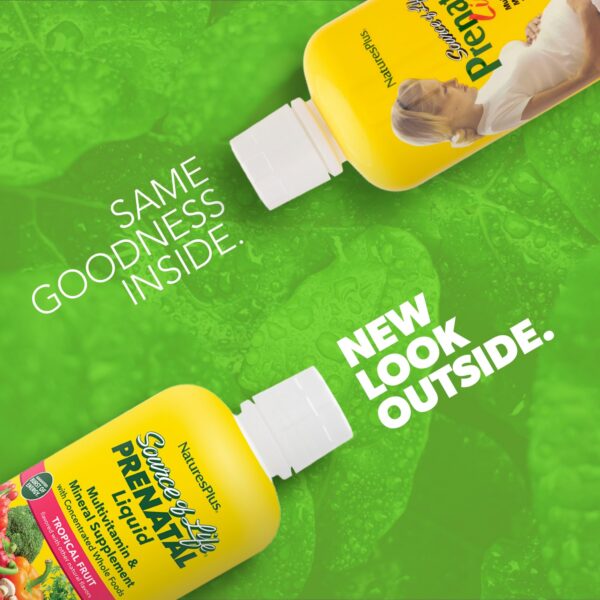 Botella Natures Plus Source of Life Prenatal líquido frutas tropicales