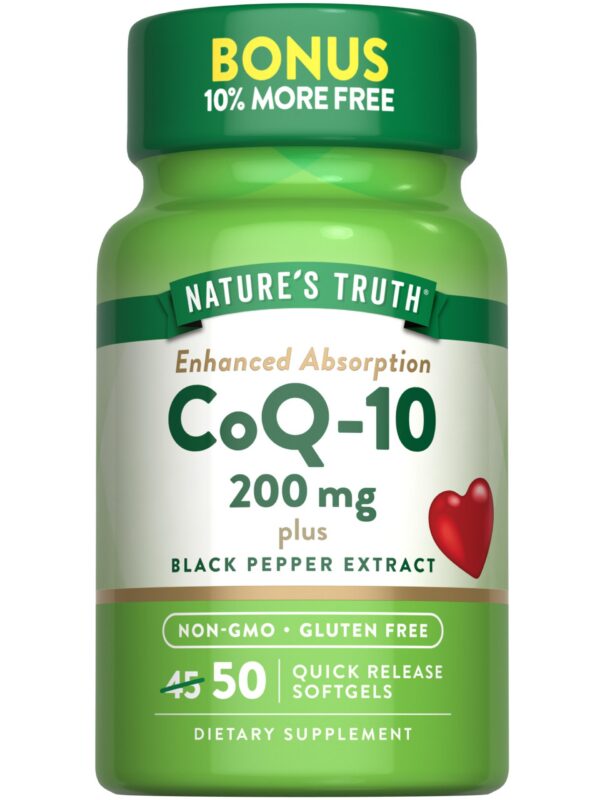 Botella de Nature's Truth CoQ10 200 mg softgels 50 unidades