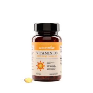 Botella NatureWise Vitamina D3 10,000 UI 90 cápsulas mini softgel