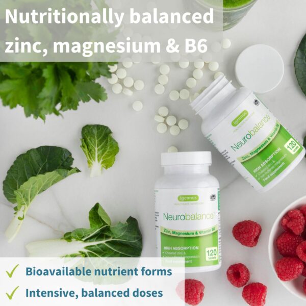 Botella Neurobalance zinc magnesio vitamina B6 vegano