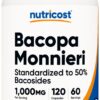 Botella Nutricost Bacopa Monnieri 1000mg 120 cápsulas vegetarianas