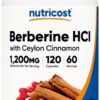 Botella Nutricost Berberina HCl con Canela de Ceilán 120 cápsulas