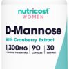 Botella Nutricost D-manosa con extracto de arándano 90 cápsulas