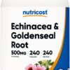Botella Nutricost Echinacea Goldenseal 240 cápsulas