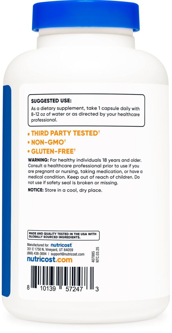 Version 1.0.0 Botella Nutricost Eleuthero 500mg vista lateral