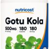 Botella de Nutricost Gotu Kola 500mg 180 cápsulas vegetarianas