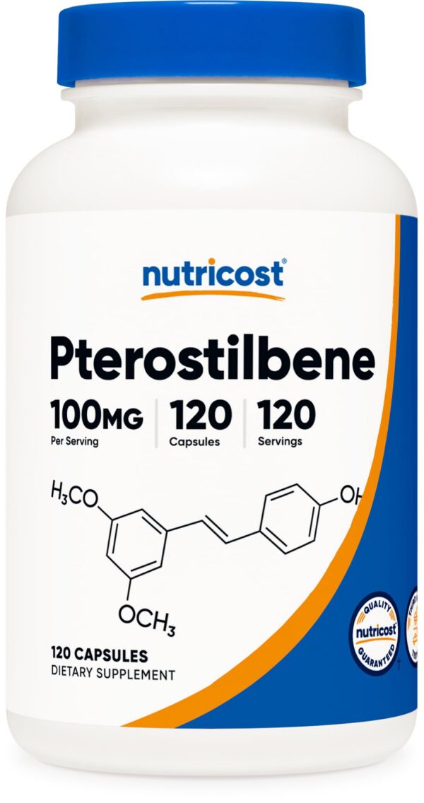 Botella Nutricost Pterostilbene 100mg 120 cápsulas