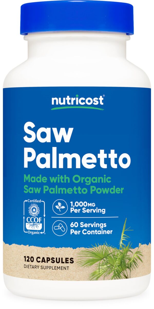 Version 1.0.0 Botella Nutricost Saw Palmetto cápsulas 1000mg orgánico