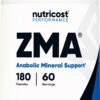 Botella de Nutricost ZMA 180 cápsulas sin GMO ni gluten