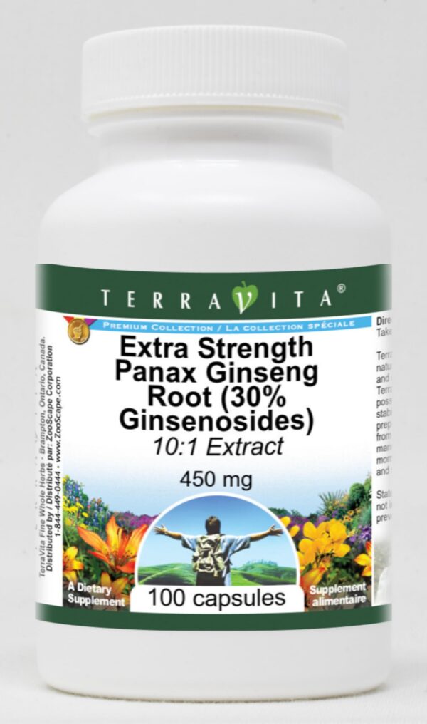 Botella de Panax Ginseng raíz fuerza extra 100 cápsulas