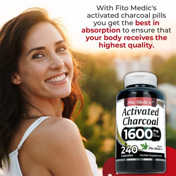 Botella de pastillas carbón activado FITO MEDIC'S 240 cápsulas