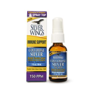 Botella de plata coloidal Natural Path Silver Wings 150ppm con spray