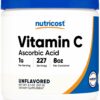 Botella polvo de vitamina C Nutricost ácido ascórbico 0.5 lbs