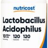 Botella probiótico Nutricost Lactobacillus Acidophilus 120 cápsulas