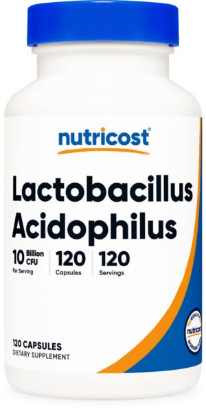 Version 1.0.0 Botella probiótico Nutricost Lactobacillus Acidophilus 120 cápsulas