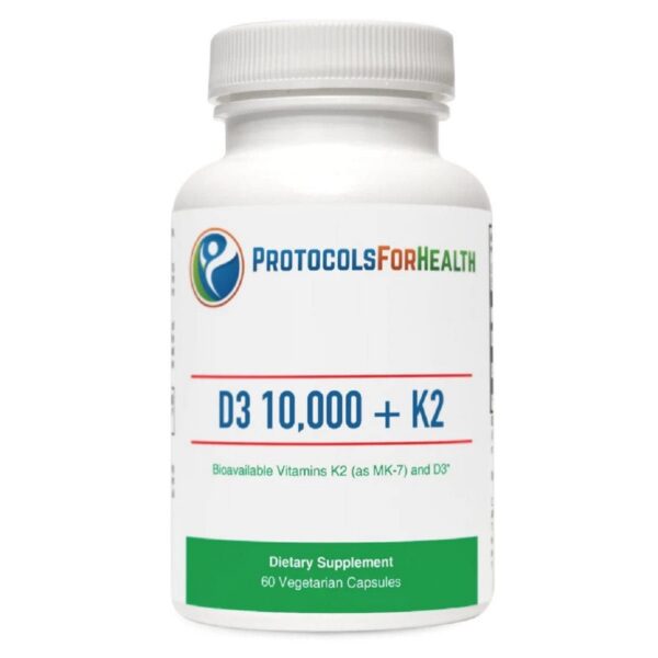 Botella protocol health vitamina D3 10000 K2 cápsulas vegetales